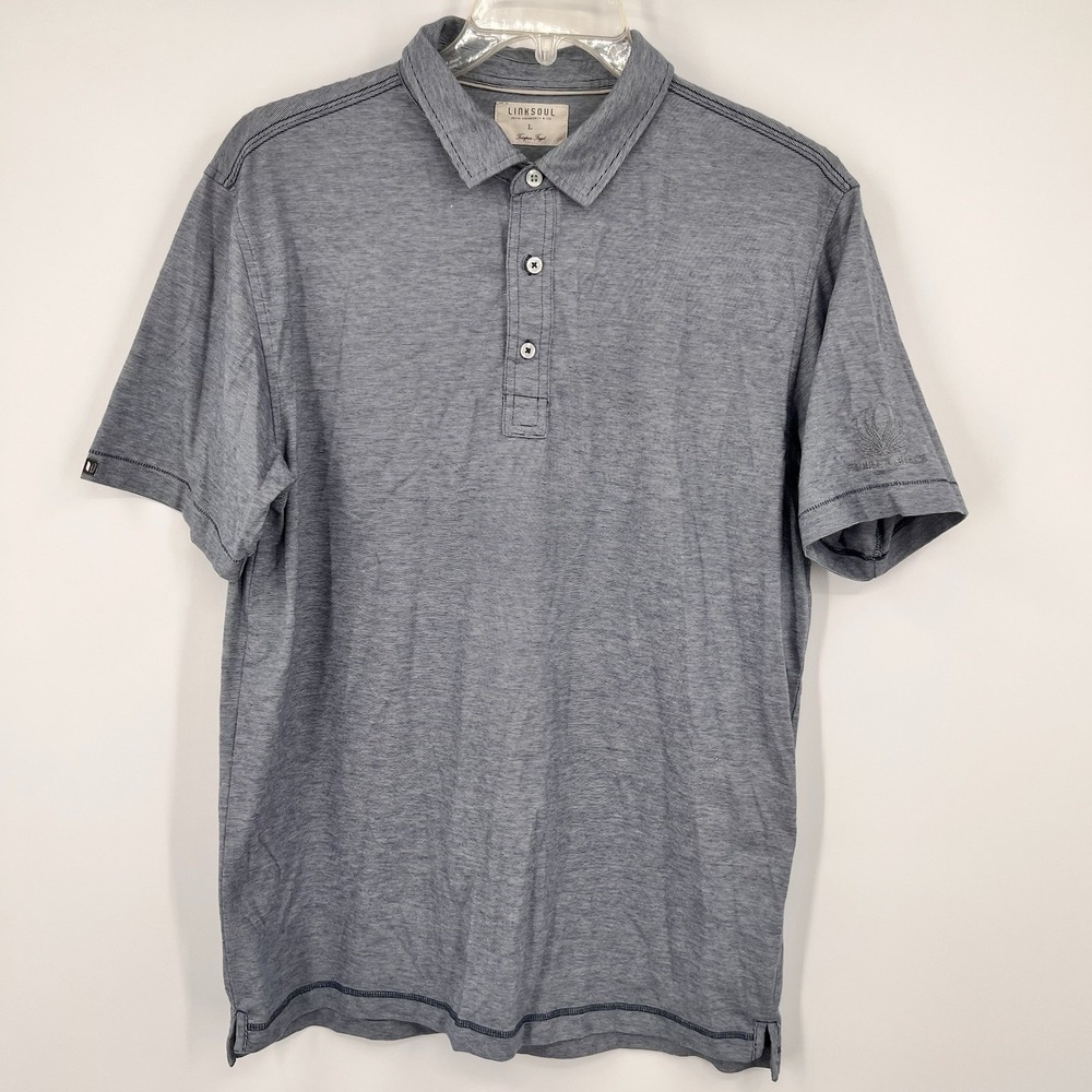 Linksoul 100% Cotton Short Sleeve Palmilla Golf Resort Polo Shirt Blue
